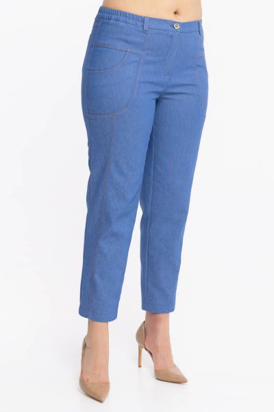 Брюки из хлопка со стрейчем, средняя посадка, зауженные к низу Avila 0224 светло-синий - фото 4