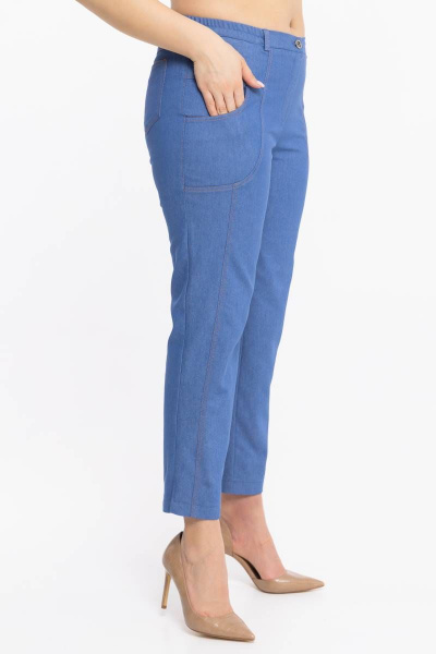 Брюки из хлопка со стрейчем, средняя посадка, зауженные к низу Avila 0224 светло-синий - фото 1