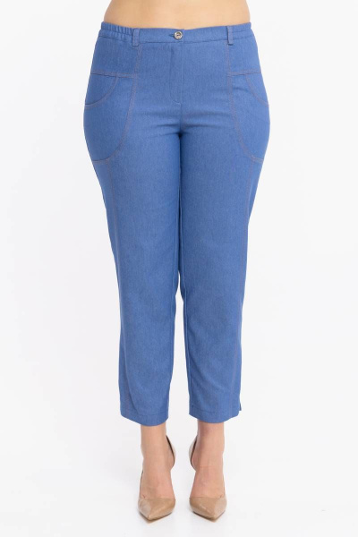 Брюки из хлопка со стрейчем, средняя посадка, зауженные к низу Avila 0224 светло-синий - фото 3