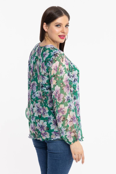 Демисезонная блуза из шифона с принтом и подкладкой Avila 0654 ярко-зеленый - фото 7