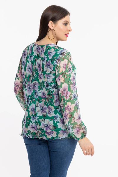 Демисезонная блуза из шифона с принтом и подкладкой Avila 0654 ярко-зеленый - фото 2