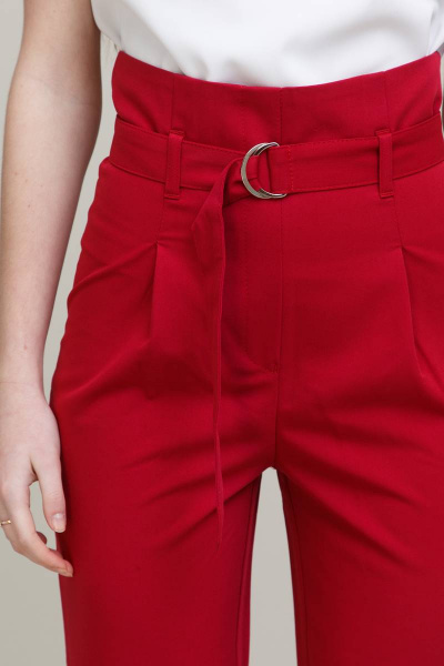 Брюки с высокой талией и бантовой лентой для делового образа Domna 12078(170) малиновый - фото 4