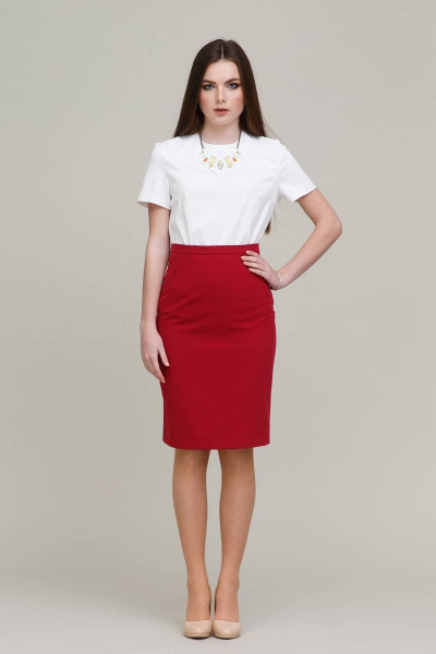 Юбка карандаш из текстиля с высокой посадкой Domna 71091 малина - фото 2