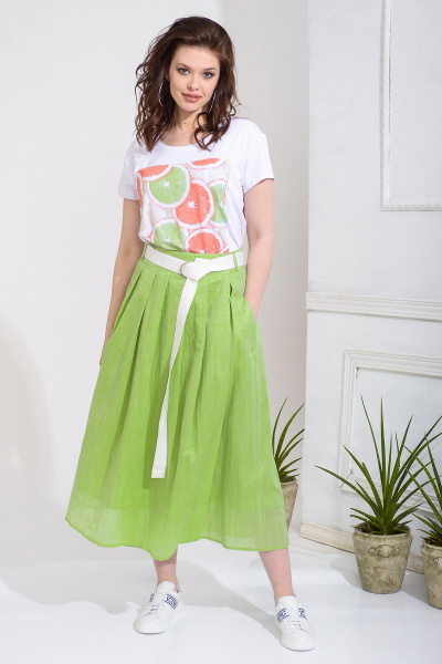 Летняя раскрасная юбка из хлопка с прорезными карманами Anna Majewska А239 - фото 1