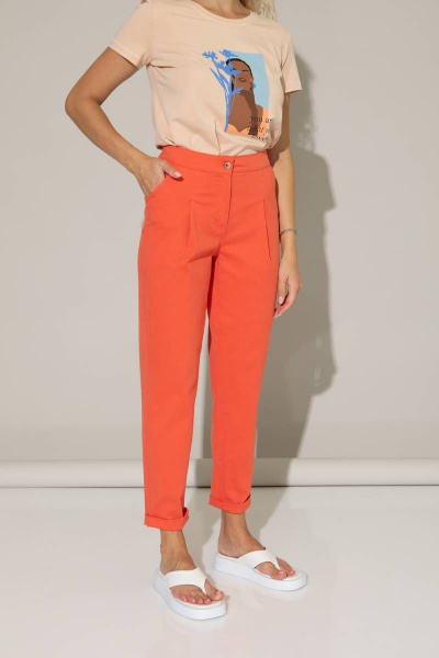 Оранжевые свободные брюки с манжетами и высокой посадкой Femme & Devur 9867 1.10F(170) - фото 1