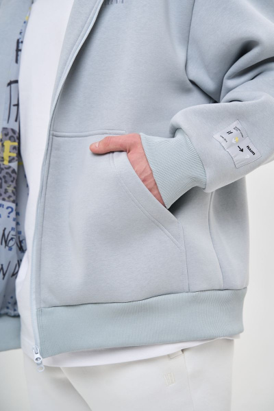 Объемный оверсайз худи с карманом-кенгуру для спорт-шика RAWR 403 лунный_камень.начес - фото 6