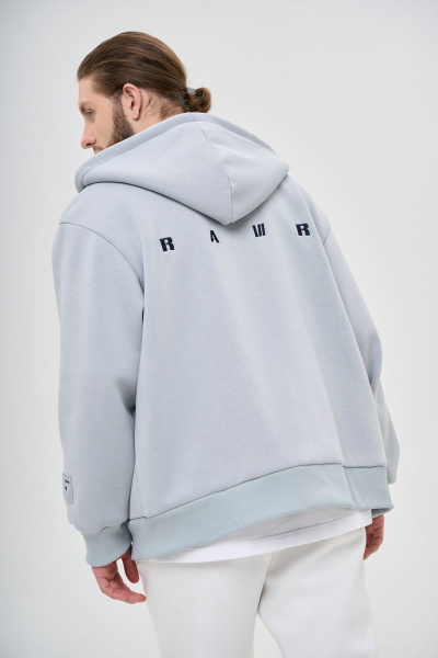 Объемный оверсайз худи с карманом-кенгуру для спорт-шика RAWR 403 лунный_камень.начес - фото 2