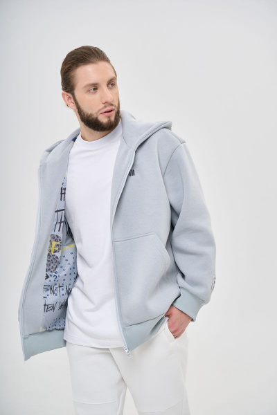 Объемный оверсайз худи с карманом-кенгуру для спорт-шика RAWR 403 лунный_камень.начес - фото 1