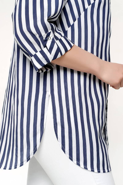 Блуза на кнопках с нагрудными вытачками и разрезами La rouge 6229 полоска - фото 6