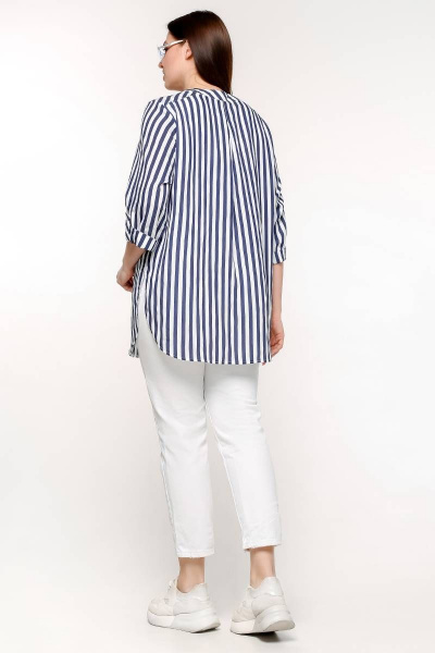 Блуза на кнопках с нагрудными вытачками и разрезами La rouge 6229 полоска - фото 4