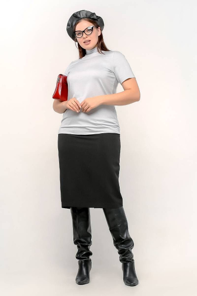 Прямая серая водолазка из вискозы и трикотажа La rouge 3277 светло-серый - фото 2