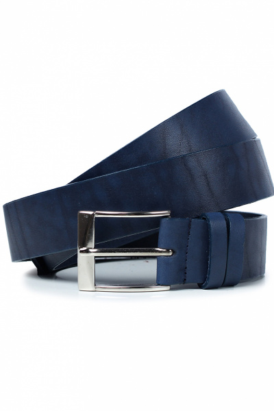 Ремень из натуральной кожи с пряжкой на запряжнике и никелем Galanteya 4919.22с2174к45 2р синий - фото 1