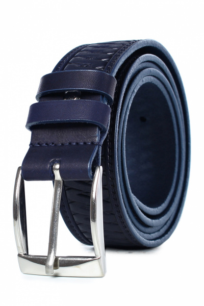 Ремень из натуральной кожи с тиснением и никелевой фурнитурой Galanteya 62819.22с2898к45 1р синий_т. - фото 2