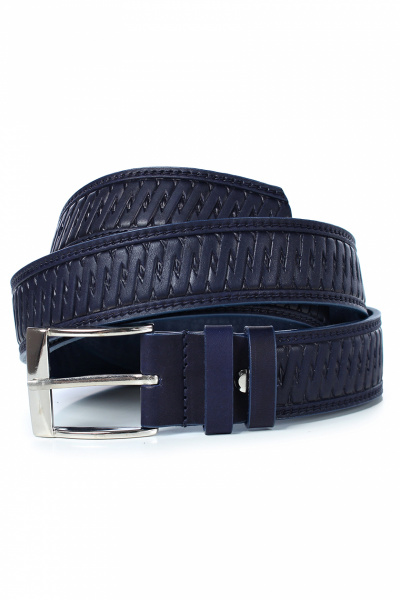 Ремень из натуральной кожи с обработкой краев и пряжкой на запряжнике Galanteya 62819.22с2898к45 3р синий_т. - фото 3