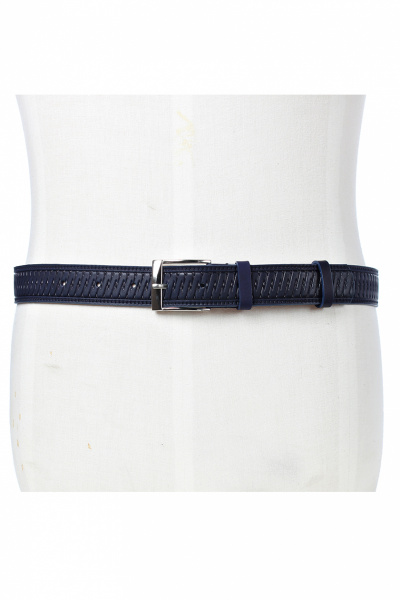 Ремень из натуральной кожи с обработкой краев и пряжкой на запряжнике Galanteya 62819.22с2898к45 3р синий_т. - фото 5