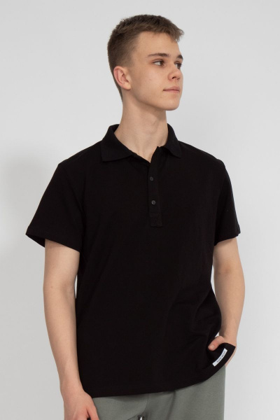 Премиальная футболка поло мужская из хлопка черная летняя Kivviwear 3010.01 - фото 1