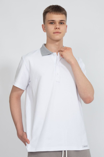 Премиальная футболка поло мужская из хлопка белая летняя Kivviwear 3010.03 - фото 1