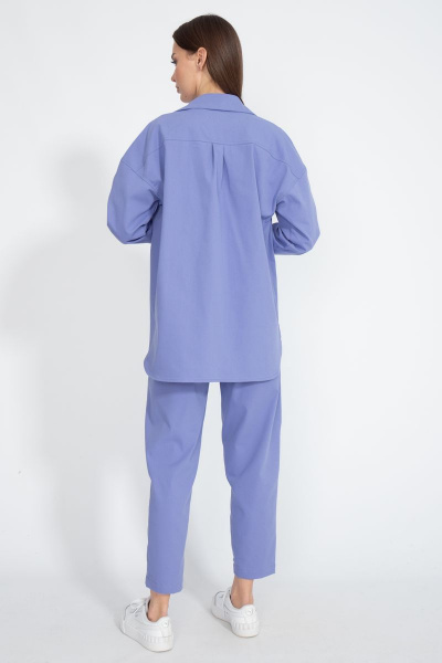 Рубашка свободного кроя синяя из джинса с хлопком Kivviwear 4100.11 - фото 10