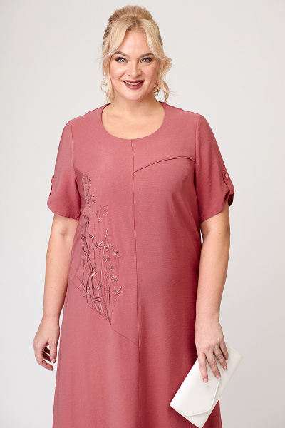 Платье на каждый день А-силуэта с вышивкой, разрезами и карманами Algranda А3877-3 - фото 5