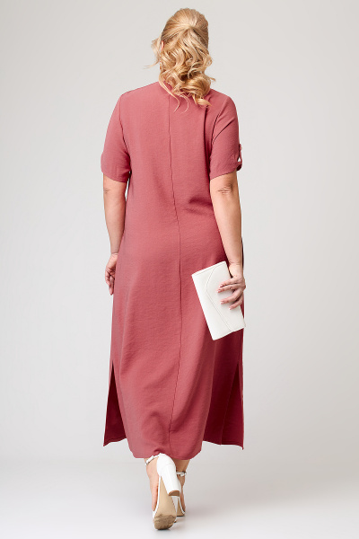 Платье на каждый день А-силуэта с вышивкой, разрезами и карманами Algranda А3877-3 - фото 7