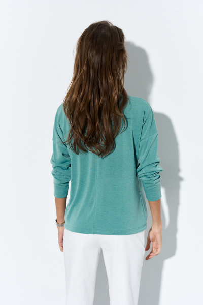 Джемпер из трикотажа свободный летний с круглым вырезом Luitui R5047 бирюзовый - фото 4