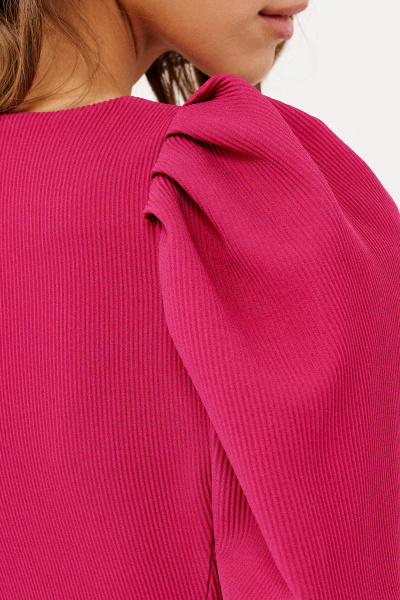 Платье в стиле рубашки из текстиля с пуговицами и манжетами Панда 114180w фуксия - фото 5