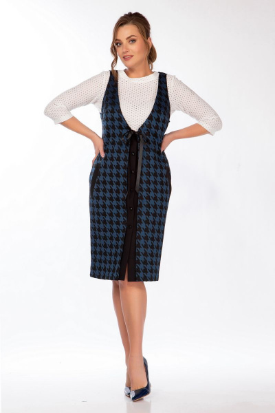 Демисезонный сарафан из трикотажа с карманами Belinga 1208 синий - фото 2