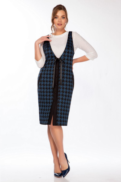 Демисезонный сарафан из трикотажа с карманами Belinga 1208 синий - фото 1