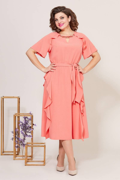 Платье с воланами и ремешком на резинке из текстиля Mira Fashion 5225 - фото 1