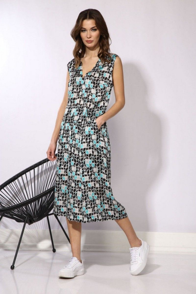 Демисезонный комплект: топ и юбка на подкладке Viola Style 2706 принт - фото 3