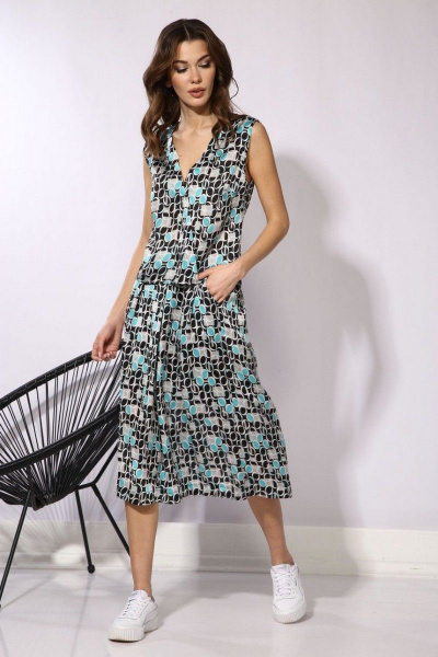 Демисезонный комплект: топ и юбка на подкладке Viola Style 2706 принт - фото 2