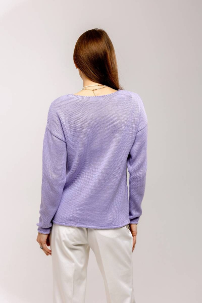Фиолетовый базовый джемпер из хлопка для легкого стиля Romgil 359ХТЗ сиреневый - фото 2