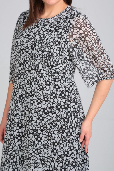 Демисезонный комплект жакет и платье из текстиля Viola Style 5497 серый_-_черно-белый - фото 6