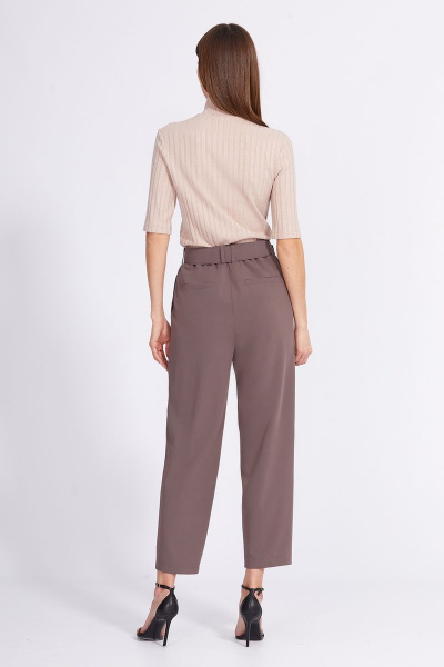 Брюки о-образного силуэта, зауженные к низу из костюмной ткани EOLA 2369 темный_песок - фото 2