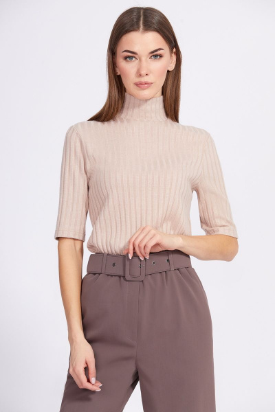 Брюки о-образного силуэта, зауженные к низу из костюмной ткани EOLA 2369 темный_песок - фото 4