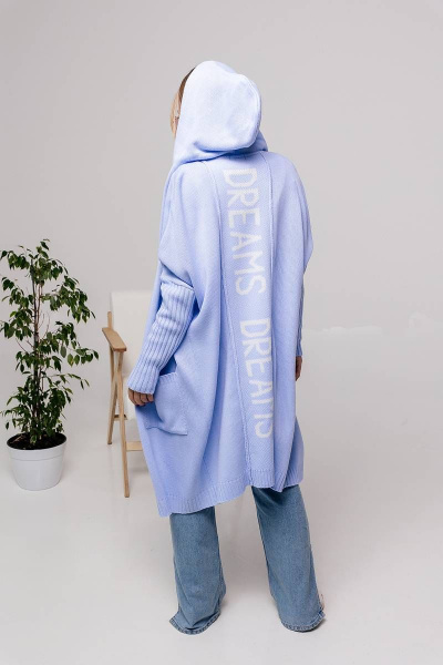 Кардиган с оригинальным принтом, из вязаного трикотажа, голубой Romgil 831ПТЗ небесно-голубой,белый - фото 2