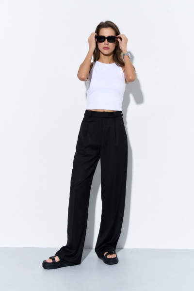 Брюки прямого силуэта из костюмной ткани деловые Luitui R2022 черный - фото 2