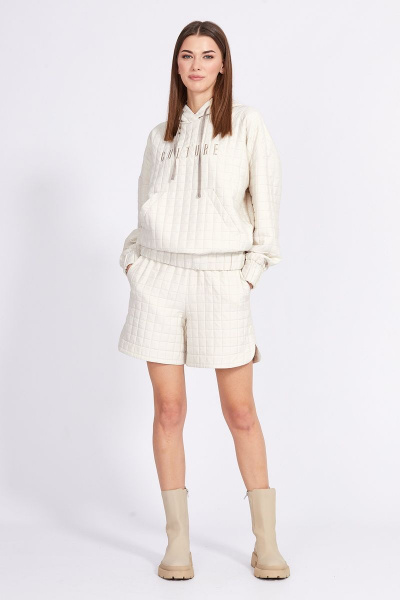 Демисезонные белые шорты на эластичном поясе с разрезами EOLA 2373 молочный - фото 2