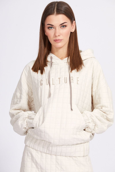 Юбка из костюмной ткани с застежкой на молнию и пуговицу EOLA 2374 молочный - фото 6