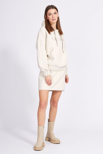 Юбка из костюмной ткани с застежкой на молнию и пуговицу EOLA 2374 молочный - фото 4