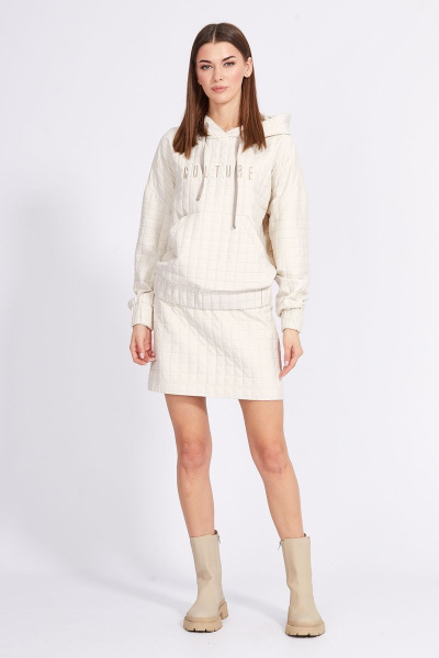 Юбка из костюмной ткани с застежкой на молнию и пуговицу EOLA 2374 молочный - фото 3