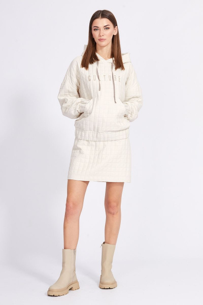 Юбка из костюмной ткани с застежкой на молнию и пуговицу EOLA 2374 молочный - фото 1