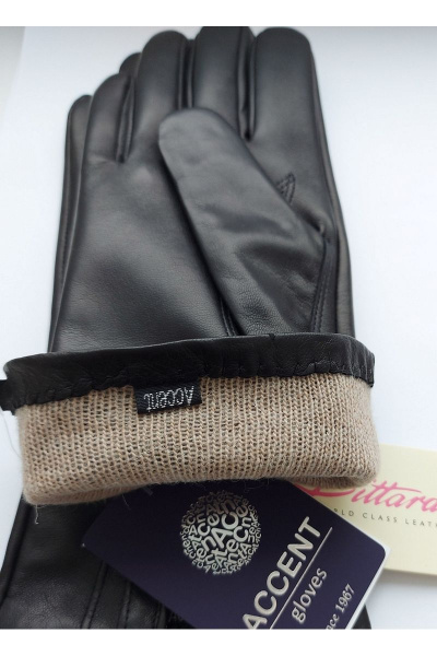 Перчатки из натуральной кожи и шерсти на демисезон ACCENT 939 черный - фото 2