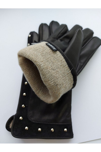 Перчатки из кожи и шерсти для демисезона ACCENT 934 черный - фото 2