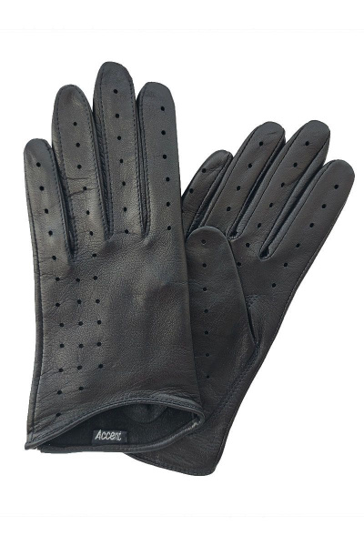 Черные кожаные перчатки для демисезона ACCENT 928т черный - фото 1