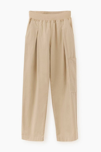 Модные прямые брюки карго из текстиля Bell Bimbo 231139 св.бежевый - фото 1