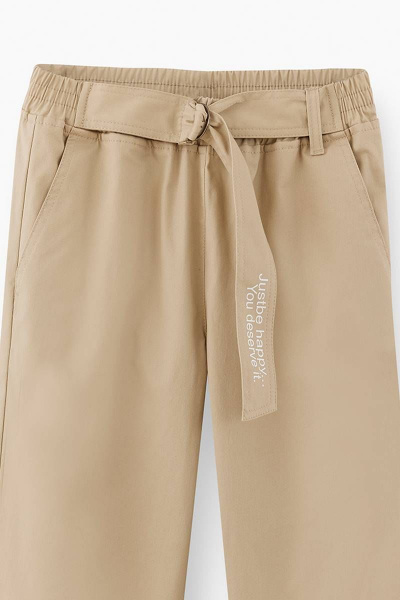Демисезонные широкие бежевые брюки из твила для девочки Bell Bimbo 231112 св.бежевый - фото 2