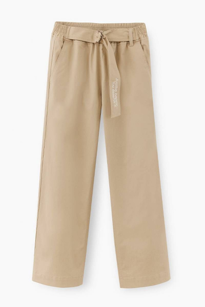 Демисезонные широкие бежевые брюки из твила для девочки Bell Bimbo 231112 св.бежевый - фото 1