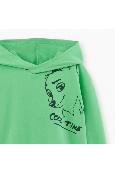 Зеленое худи с вышивкой, фигурным низом и воротником Bell Bimbo 230097 салатовый - фото 2