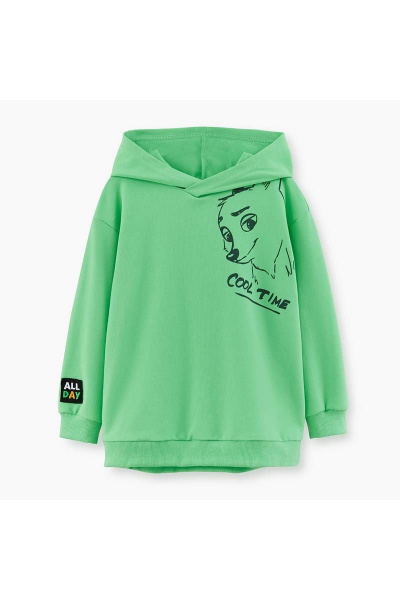 Зеленое худи с вышивкой, фигурным низом и воротником Bell Bimbo 230097 салатовый - фото 1